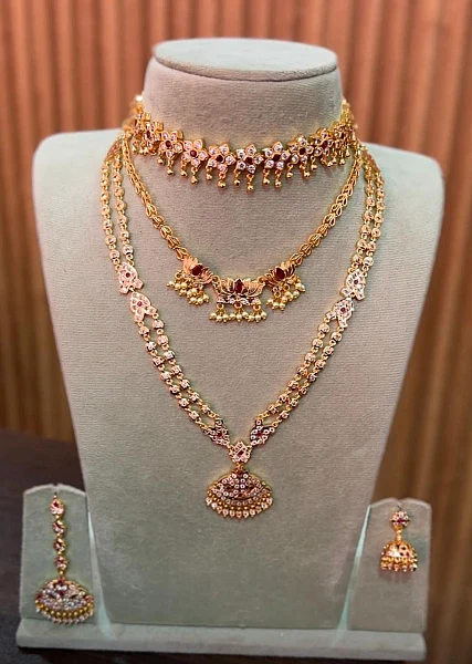 Traditional South Indian gold bridal jewellery set S171 available for rental