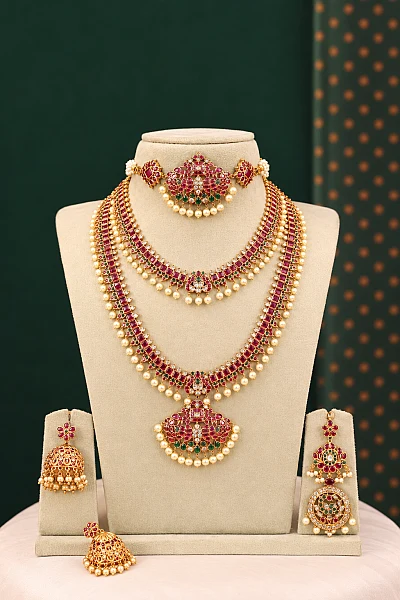 Traditional South Indian gold bridal jewellery set S173 available for rental