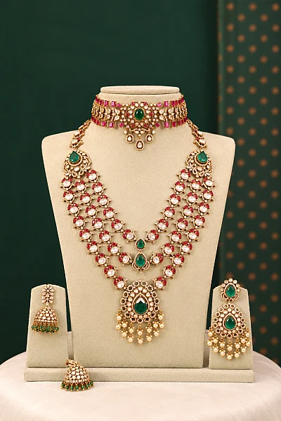 Traditional South Indian gold bridal jewellery set S177 available for rental