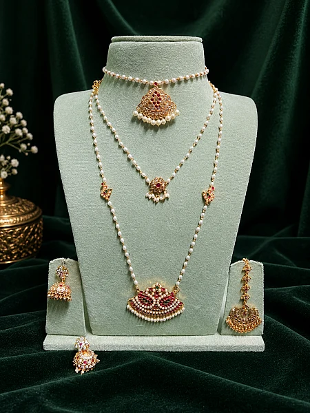 Traditional South Indian gold bridal jewellery set S178 available for rental