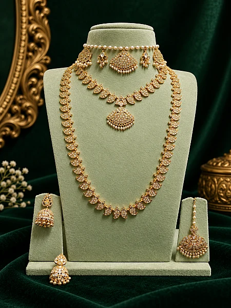 Traditional South Indian gold bridal jewellery set S179 available for rental