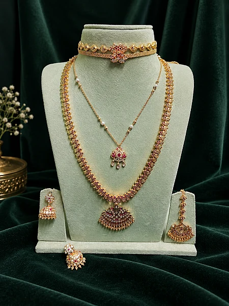 Traditional South Indian gold bridal jewellery set S180 available for rental