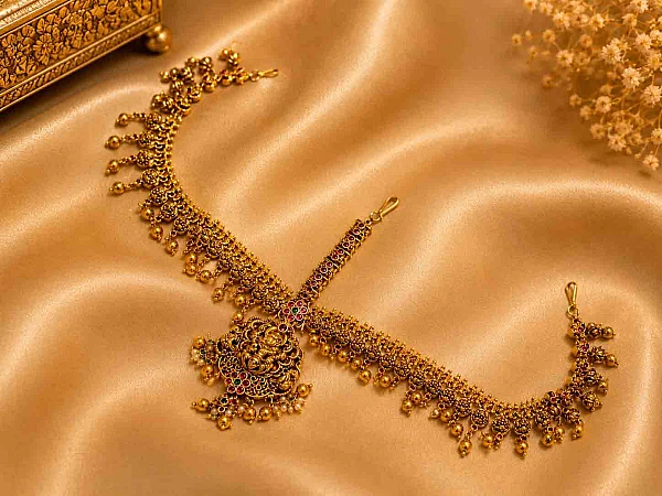 South Indian bridal double side tikka hair jewellery set DTS008 available for rental