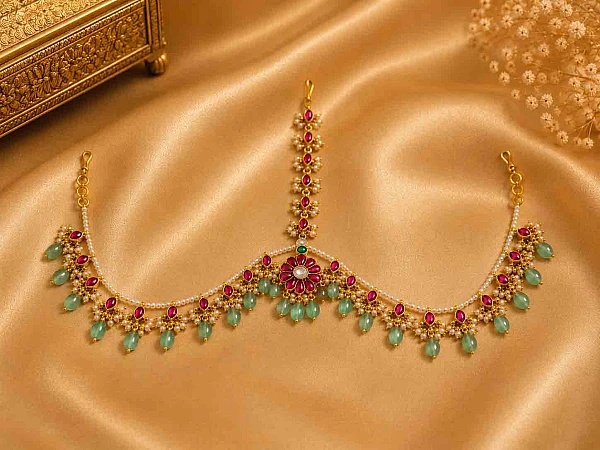 South Indian bridal double side tikka hair jewellery set DTS007 available for rental