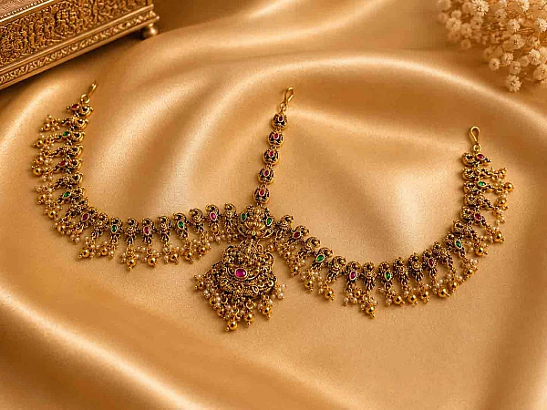 South Indian bridal double side tikka hair jewellery set DTS005 available for rental