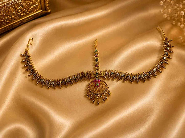 South Indian bridal double side tikka hair jewellery set DST003 available for rental