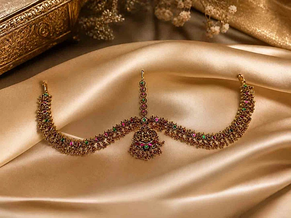 South Indian bridal double side tikka hair jewellery set DST001 available for rental
