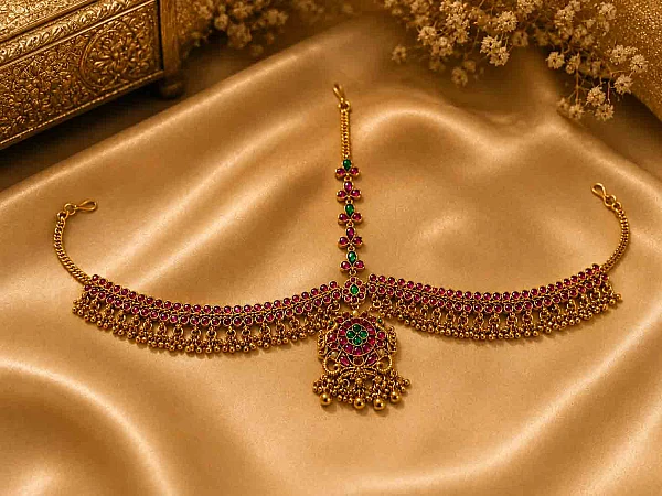 South Indian bridal double side tikka hair jewellery set DTS011 available for rental