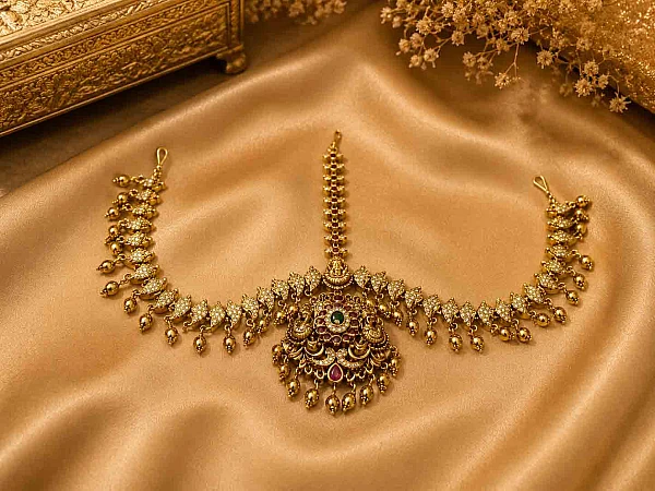 South Indian bridal double side tikka hair jewellery set DTS012 available for rental
