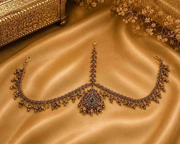 South Indian bridal double side tikka hair jewellery set DTS013 available for rental