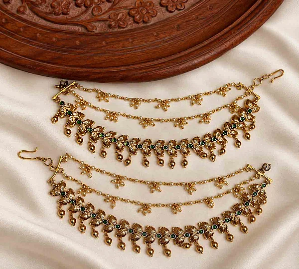 South Indian Ear Chains jewellery set M033 available for rental