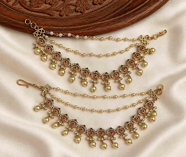South Indian Ear Chains jewellery set M050 available for rental