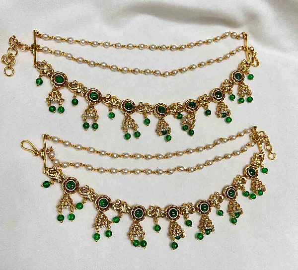 South Indian Ear Chains jewellery set M053 available for rental