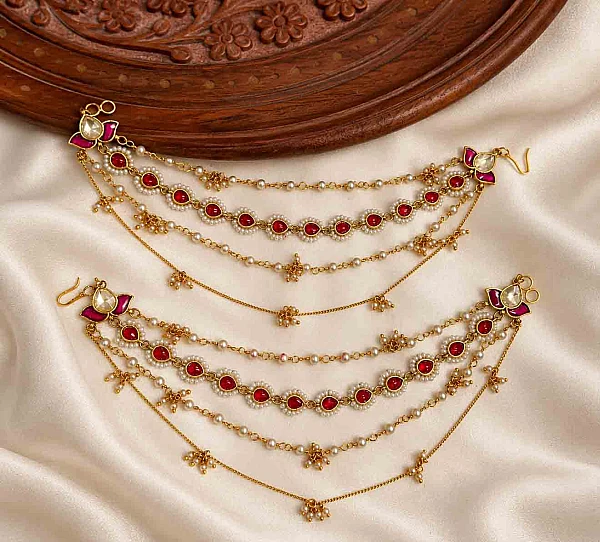 South Indian Ear Chains jewellery set M043 available for rental
