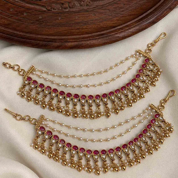 South Indian Ear Chains jewellery set M034 available for rental