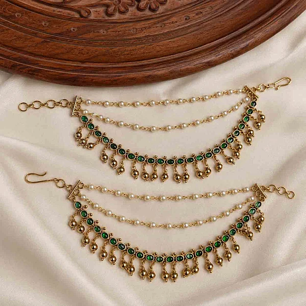 South Indian Ear Chains jewellery set M032 available for rental