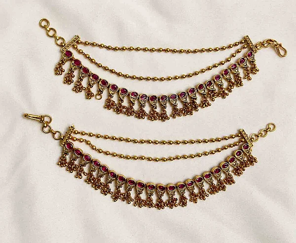South Indian Ear Chains jewellery set M035 available for rental