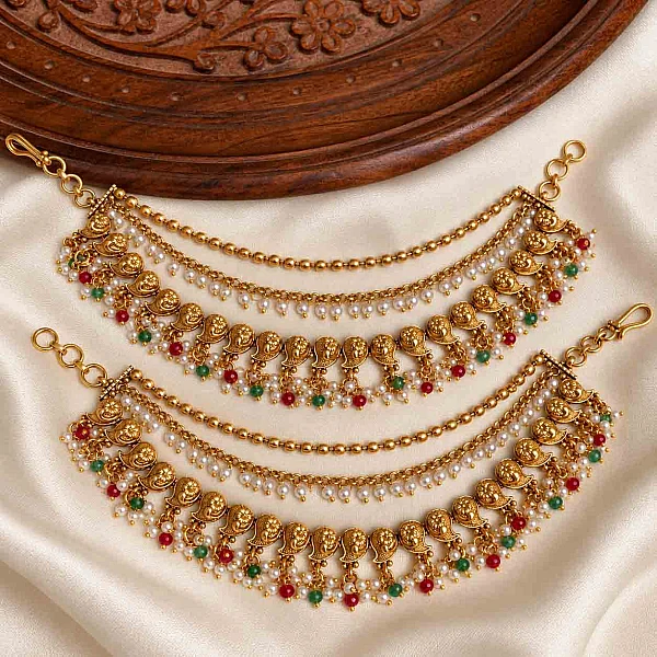 South Indian Ear Chains jewellery set M042 available for rental