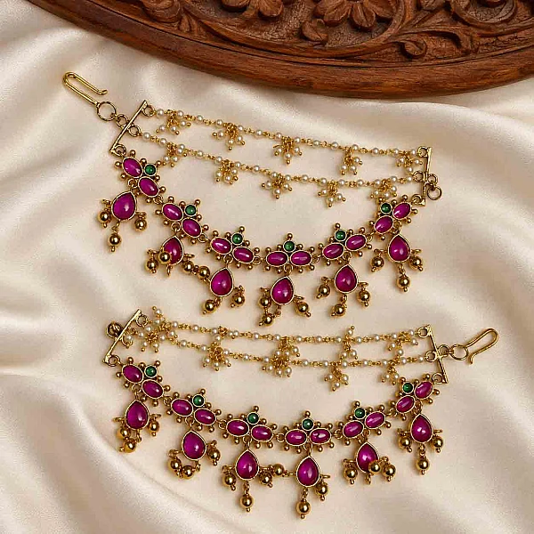 South Indian Ear Chains jewellery set M039 available for rental