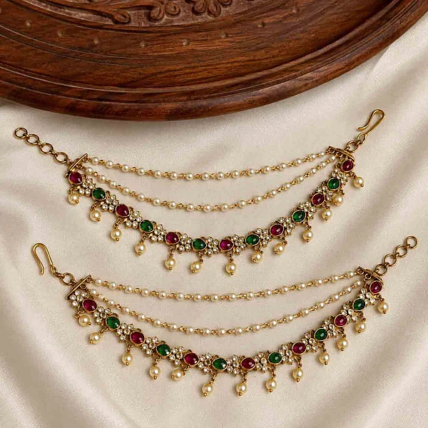 South Indian Ear Chains jewellery set M038 available for rental