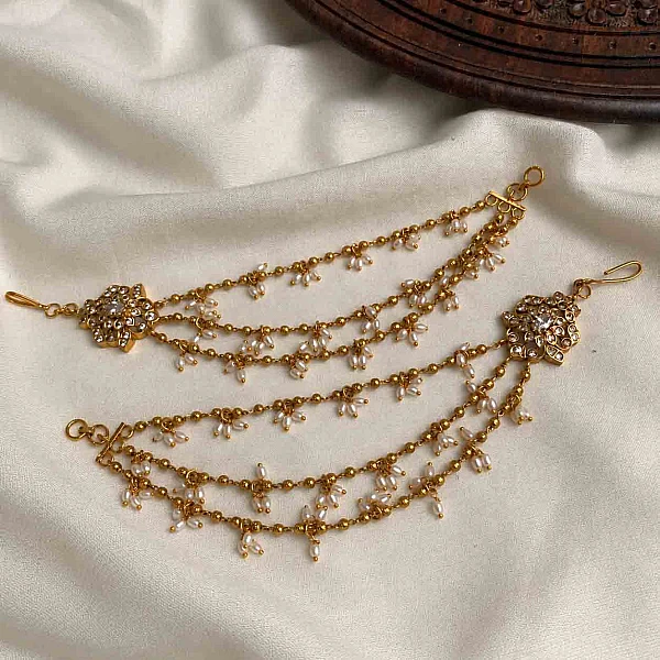 South Indian Ear Chains jewellery set M051 available for rental