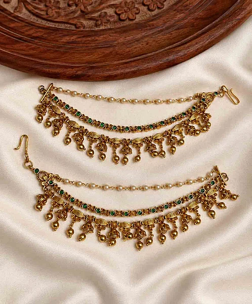 South Indian Ear Chains jewellery set M031 available for rental