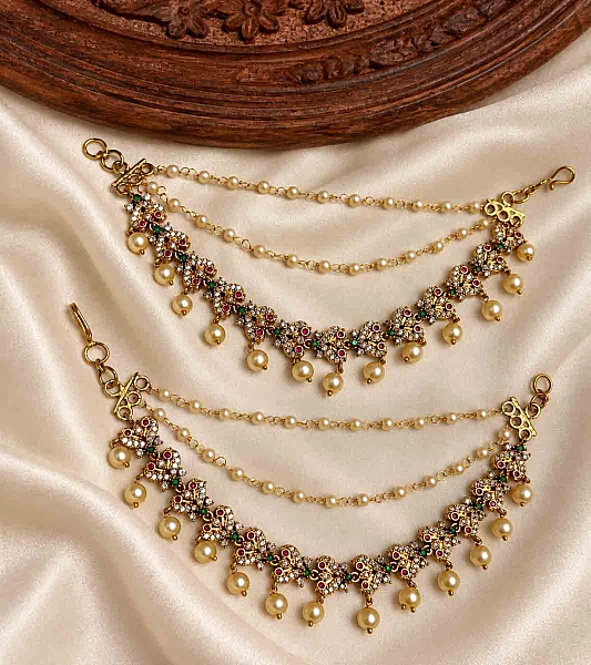 South Indian Ear Chains jewellery set M046 available for rental