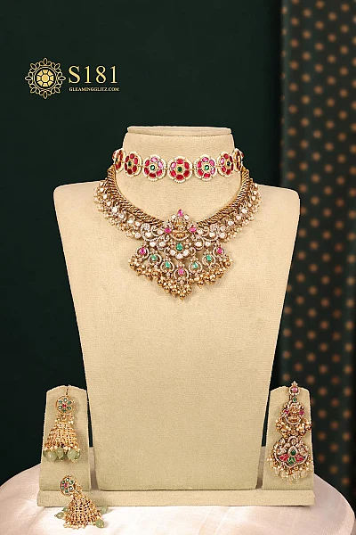Traditional South Indian gold bridal jewellery set S181 available for rental