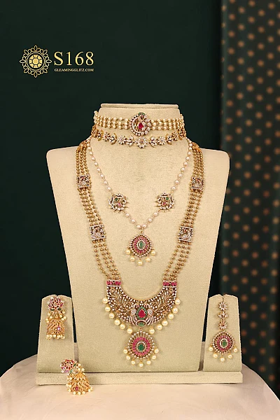 Traditional South Indian gold bridal jewellery set S168 available for rental