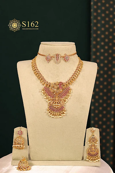 Traditional South Indian gold bridal jewellery set S162 available for rental
