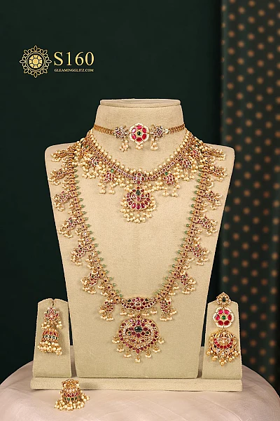 Traditional South Indian gold bridal jewellery set S160 available for rental